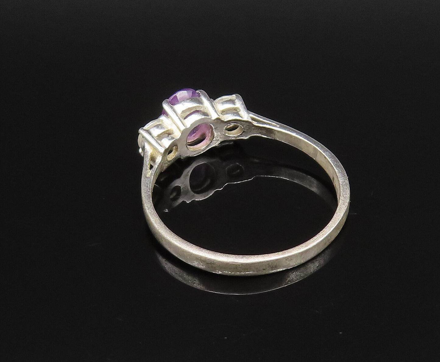 925 Silver  Vintage Dainty Three Stone Amethyst & Topaz Ring Sz 9.5  RG25711