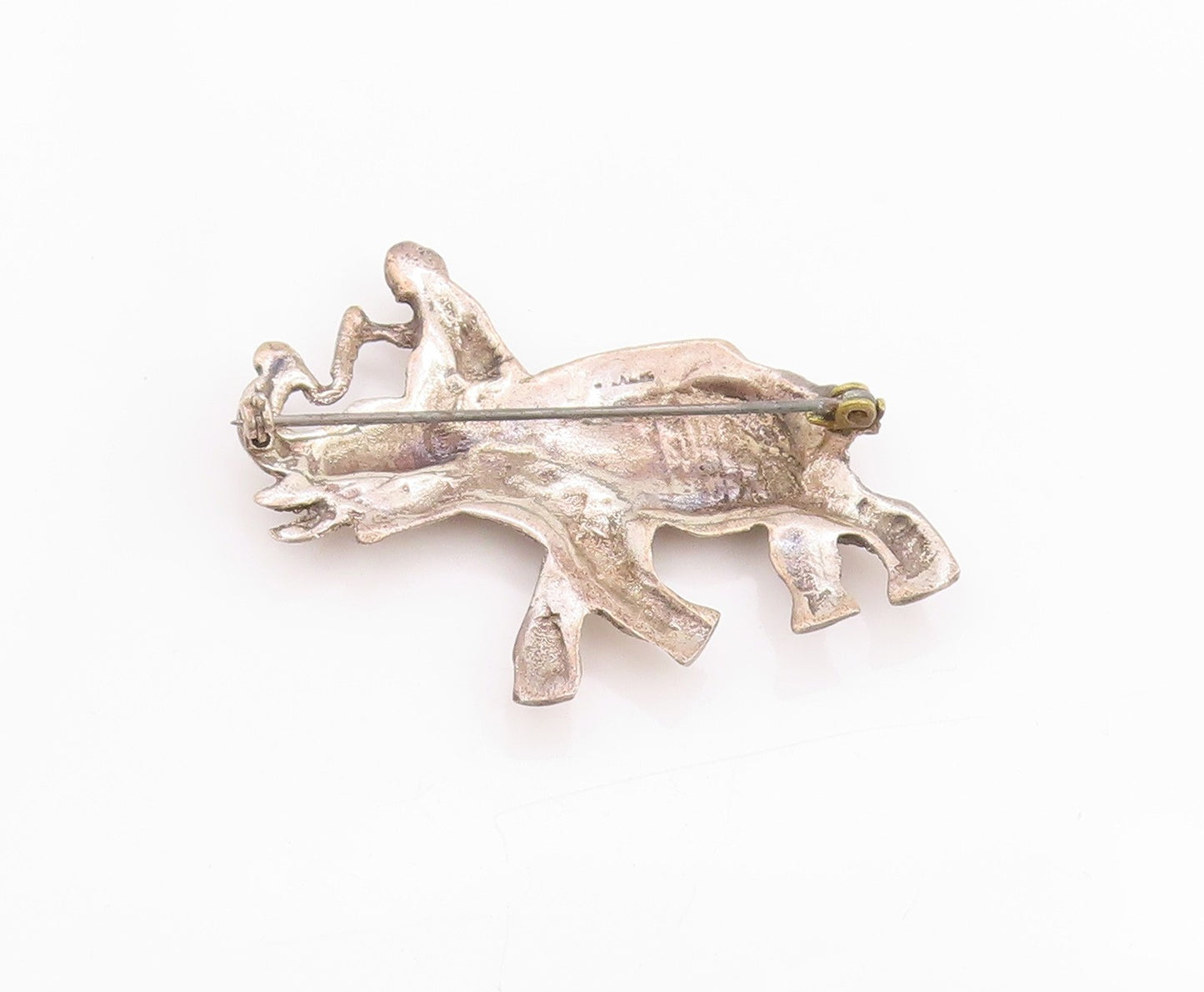 925 Sterling Silver Vintage Brooch Happy Elephant With Care Taker  BP11732
