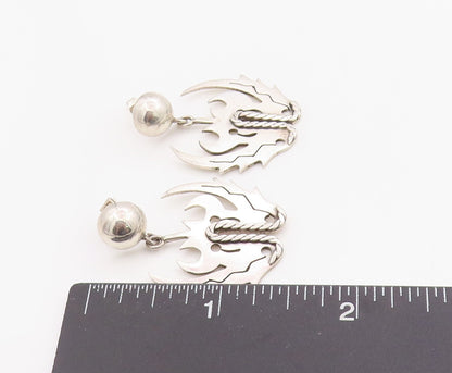 925 Sterling Silver Vintage Earrings Mythical Wings Cut Out Design Studs EG13691