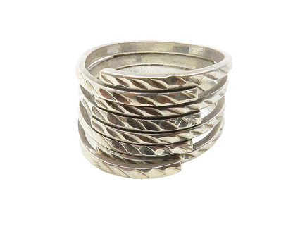 925 Sterling Silver  Vintage Shiny Diamond Cut Split Band Ring Sz 8  RG13236
