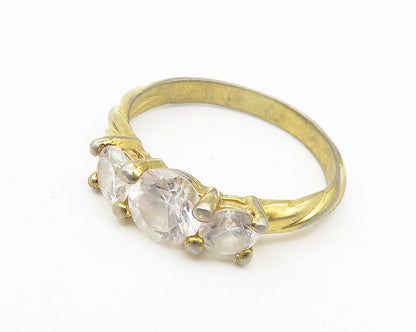 NF 925 Sterling Silver  Vintage Topaz 3 Stone Twist Band Ring Sz 8  RG11232