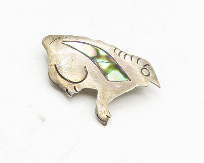 MEXICO 925 Sterling Silver  Vintage Abalone Shell Toad Brooch Pin  BP3661