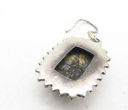 925 Sterling Silver  Vintage Cabochon Cut Hematite Dangle Earrings  EG3907