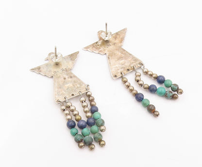 925 Sterling Silver Vintage Earrings CAROLYN POLLACK Bird Dangling Gems  EG13338