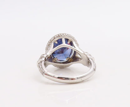 925 Sterling Silver Vintage Ring Designer Cutout Sapphire & CZ  Sz 7  RG30990