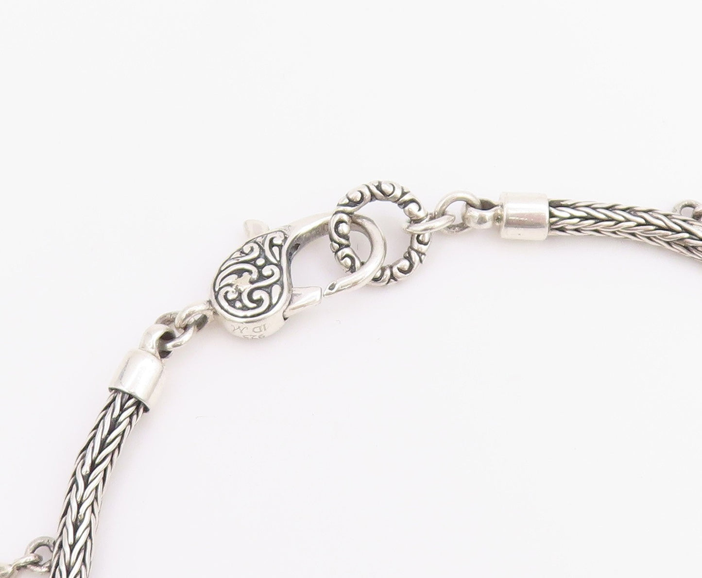 925 Sterling Silver Vintage Necklace Classic Foxtail Chain With Droplets  NE4891