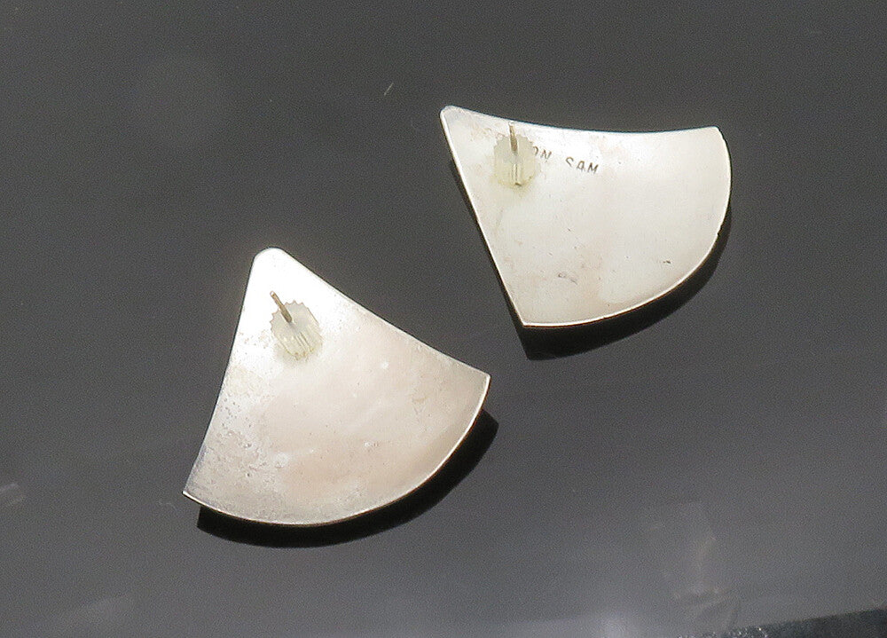 BENSON SAM ZUNI 925 Silver  Vintage Etched Detail Fan Drop Earrings  EG10028