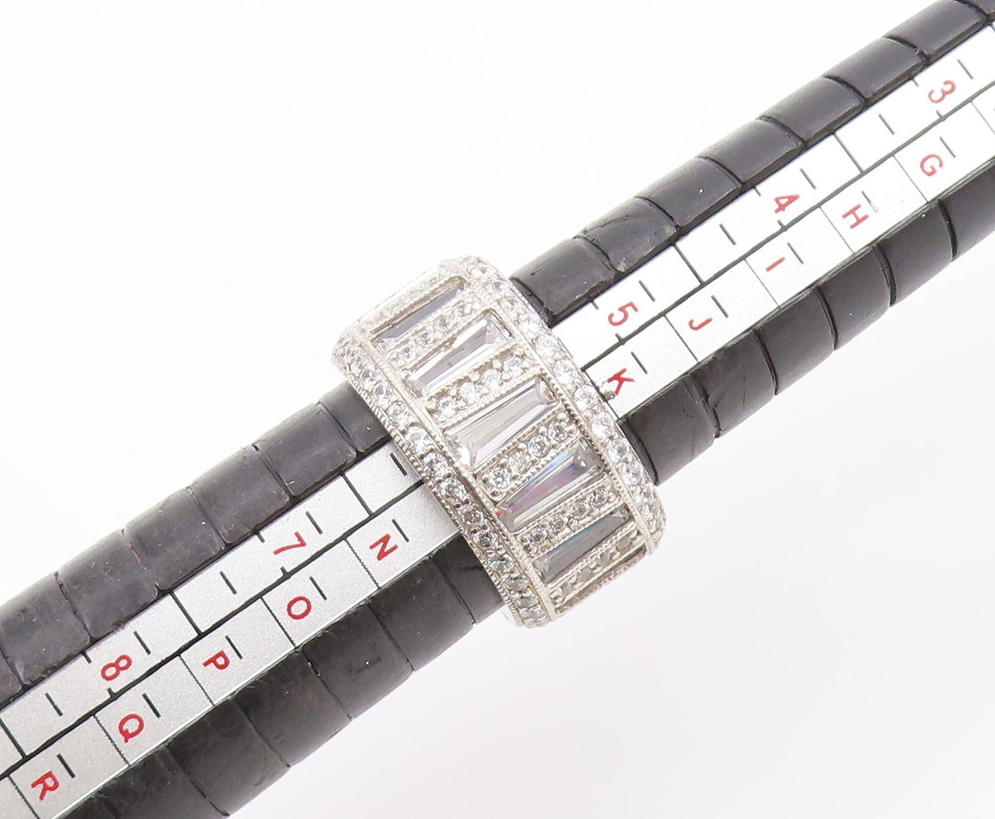 925 Sterling Silver Vintage Ring CZ Channel Set Eternity Band  Sz 6  RG33978
