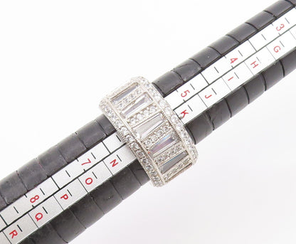 925 Sterling Silver Vintage Ring CZ Channel Set Eternity Band  Sz 6  RG33978