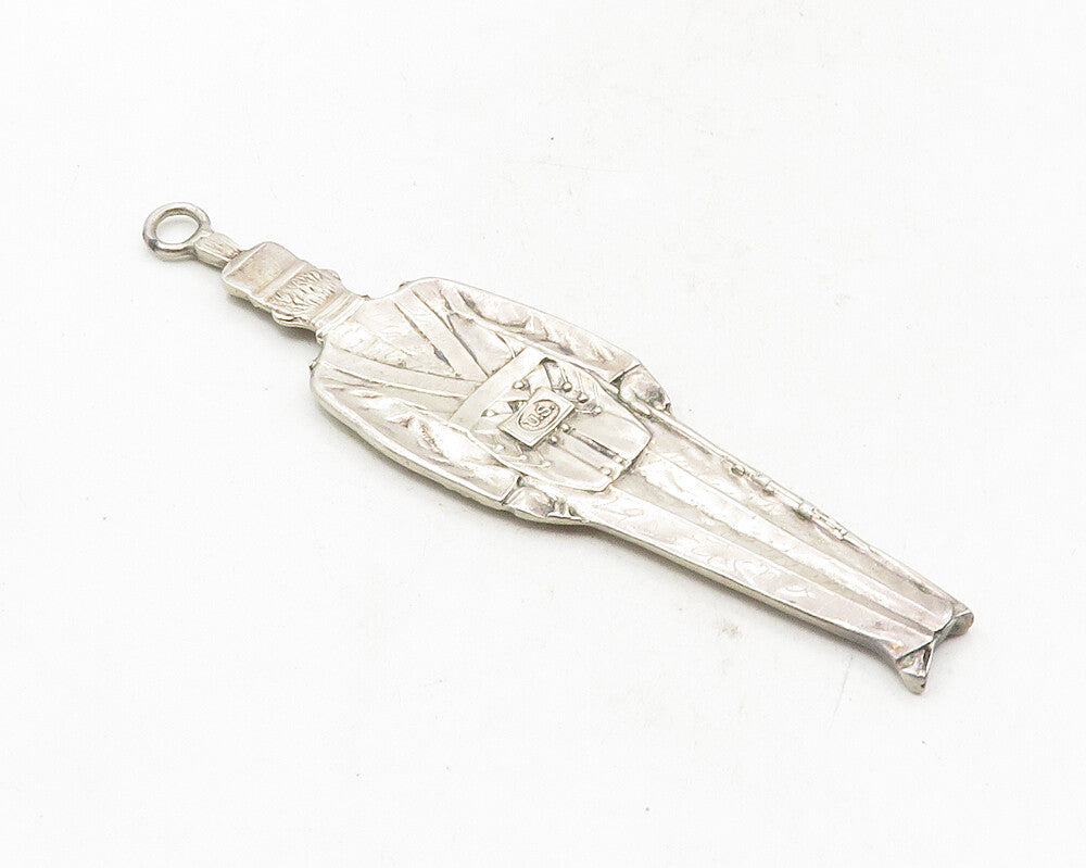 925 Sterling Silver  Vintage Shiny Standing Soldier Motif Pendant  PT7886