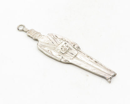 925 Sterling Silver  Vintage Shiny Standing Soldier Motif Pendant  PT7886