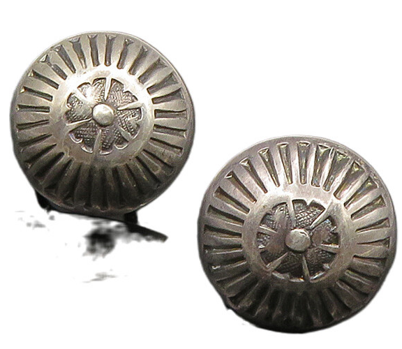 925 Sterling Silver Vintage Floral Dome Non Pierce Earrings EG11208