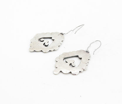 925 Sterling Silver Vintage Oxidized Twist Baroque Swirl Earrings EG4052