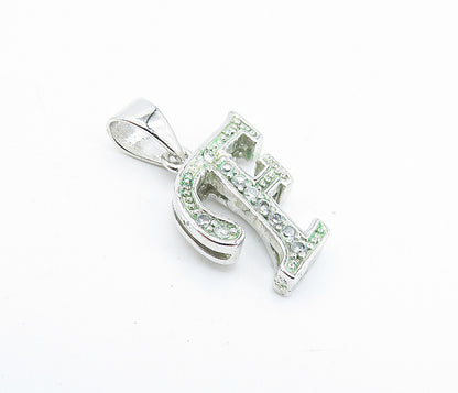 925 Sterling Silver Sparkling Topaz Letter F Initial Drop Pendant PT5350