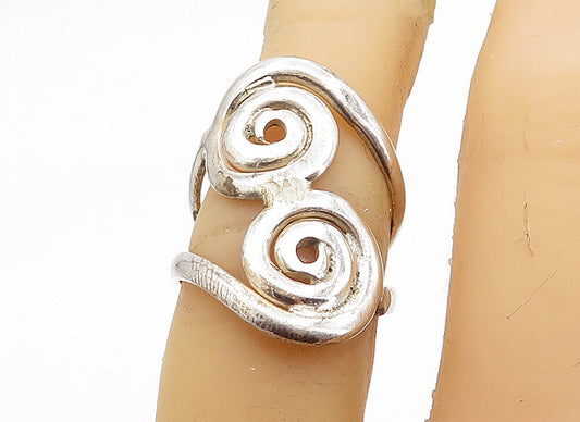 925 Sterling Silver  Vintage Shiny Spiral Bypass Split Band Ring Sz 6  RG7130