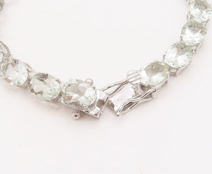 925 Sterling Silver Vintage Bracelet Oval Green Amethyst Tennis Bracelet BT10763