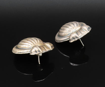 MEXICO 925 Sterling Silver  Vintage Hollow Ribbed Drop Earrings  EG12099