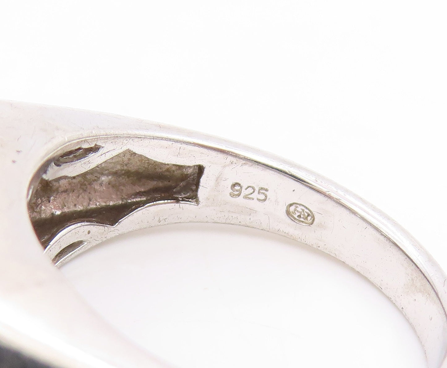 925 Sterling Silver Vintage Ring Three Stone CZ Inset Signet  Sz 10  RG34144
