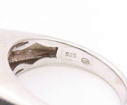 925 Sterling Silver Vintage Ring Three Stone CZ Inset Signet  Sz 10  RG34144