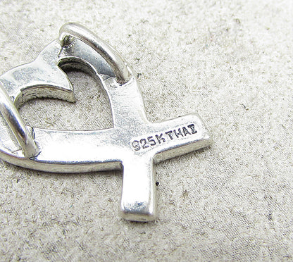 925 Sterling Silver  Marcasite Love Heart Slider Pendant  PT1378