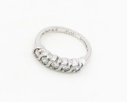 ROSS SIMON 925 Silver  White Topaz Shiny Smooth Swirl Band Ring Sz 8  RG19194