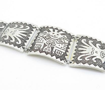 925 Sterling Silver  Vintage Antique Traditional Pattern Chain Bracelet BT2963