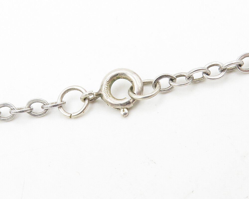 925 Sterling Silver  Vintage Amethyst Cutout Pendant Chain Necklace  NE1857