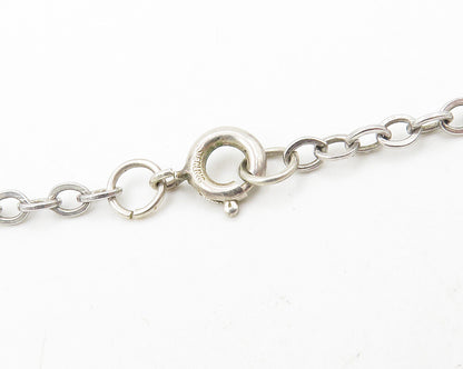 925 Sterling Silver  Vintage Amethyst Cutout Pendant Chain Necklace  NE1857