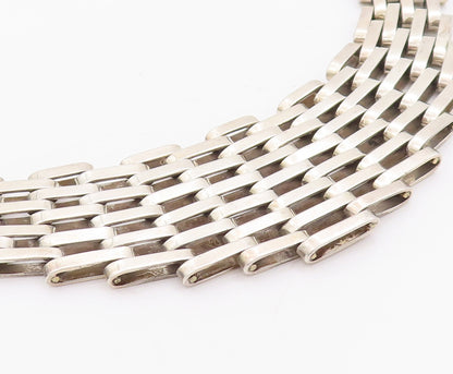 925 Sterling Silver Vintage Necklace MEXICO Hinged Slabs Link Broad Band  NE4300