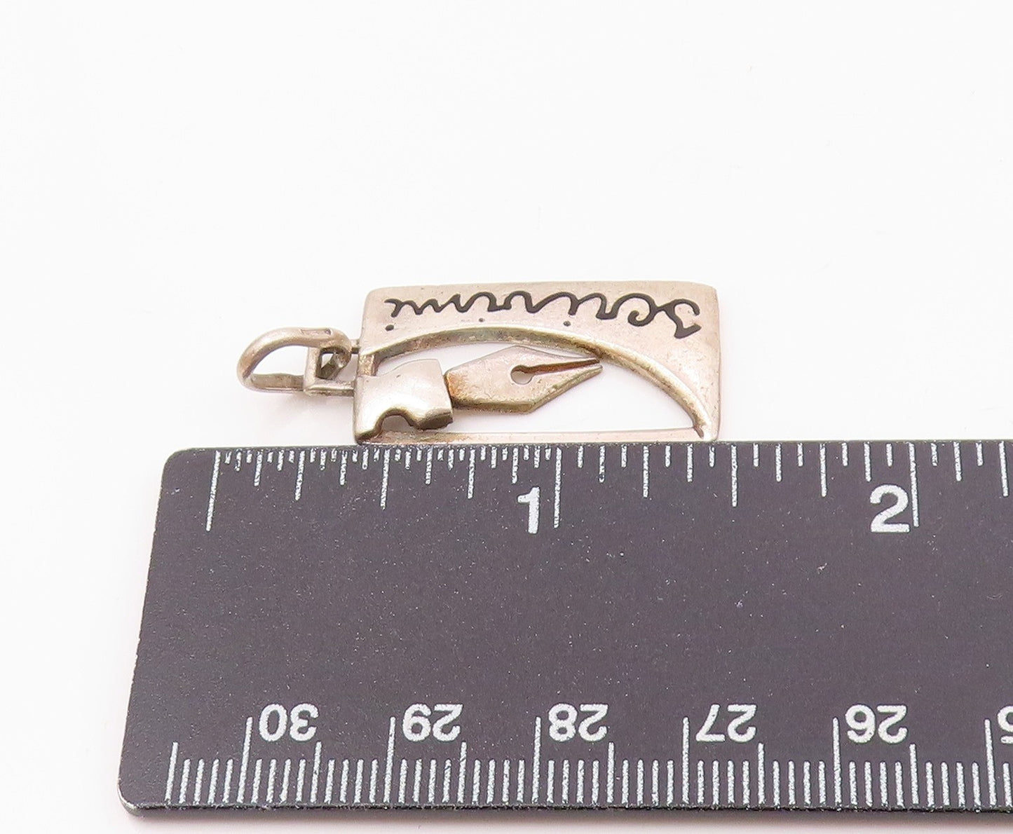 925 Sterling Silver  Vintage Claw Hand Enamel Script Pendant  PT20681
