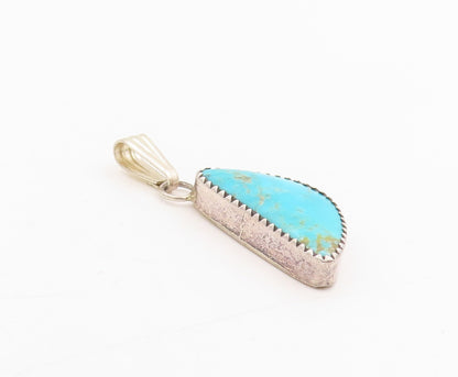 925 Sterling Silver Vintage Pendant Blue Turquoise Geometric Triangle   PT25313