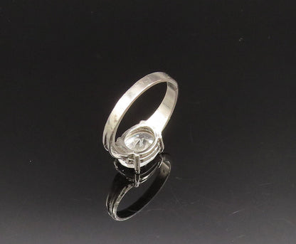 925 Sterling Silver  Vintage Fancy Oval Cubic Zirconia Ring Sz 8  RG25579