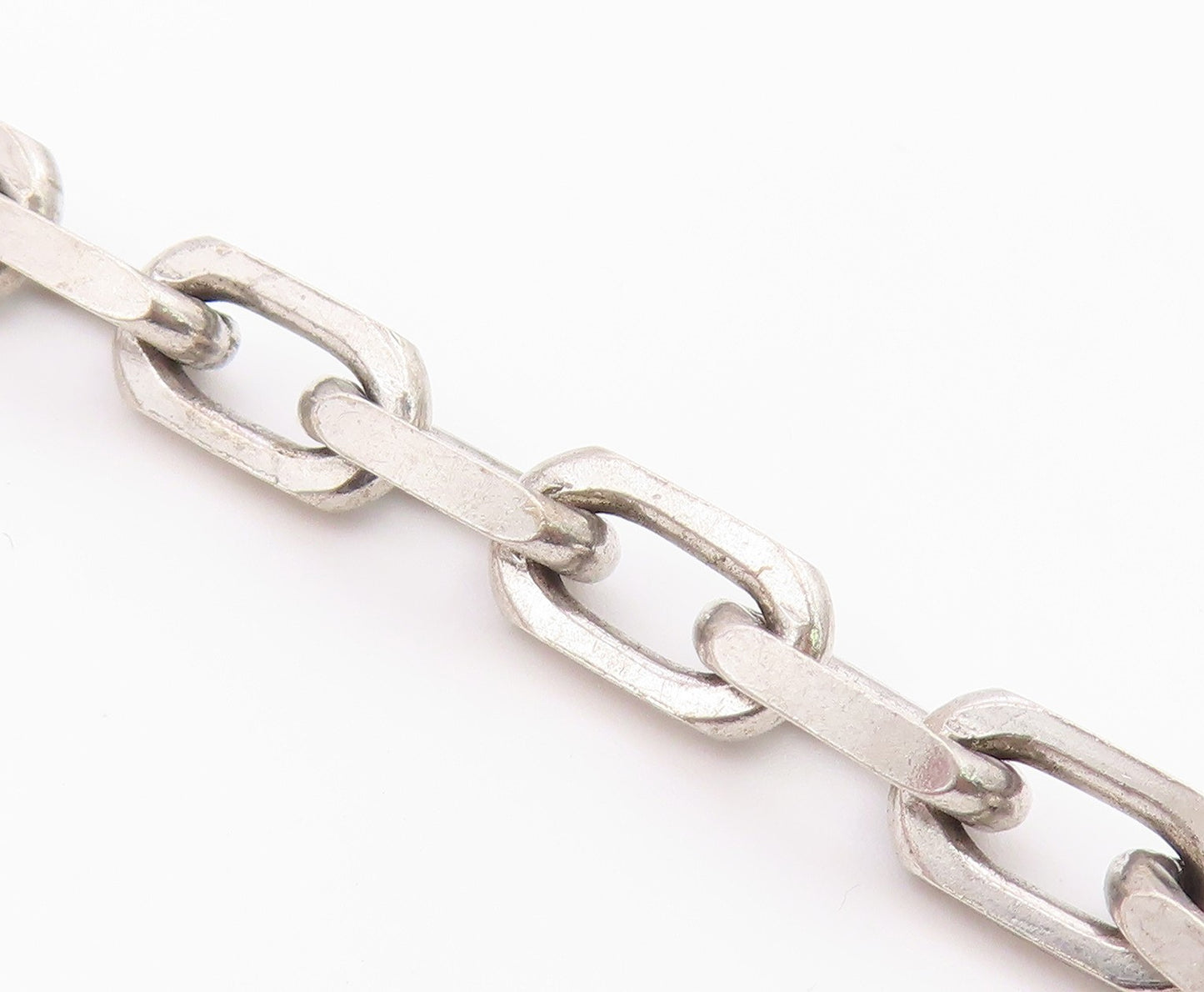 925 Sterling Silver  Vintage Two Tone Pattern Oval Link Chain Bracelet  BT8313