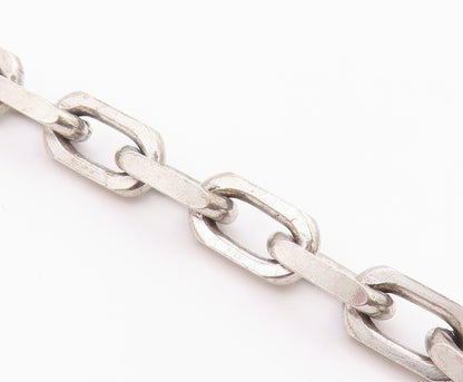 925 Sterling Silver  Vintage Two Tone Pattern Oval Link Chain Bracelet  BT8313