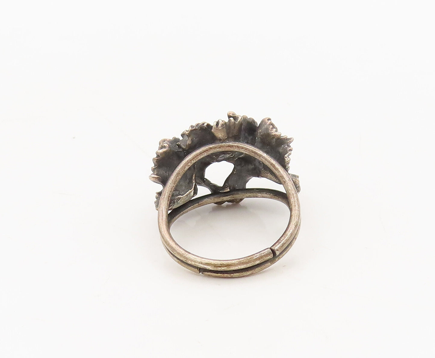 925 Sterling Silver  Vintage Brutalist Swirly Carved Solid Ring Sz 5  RG27421