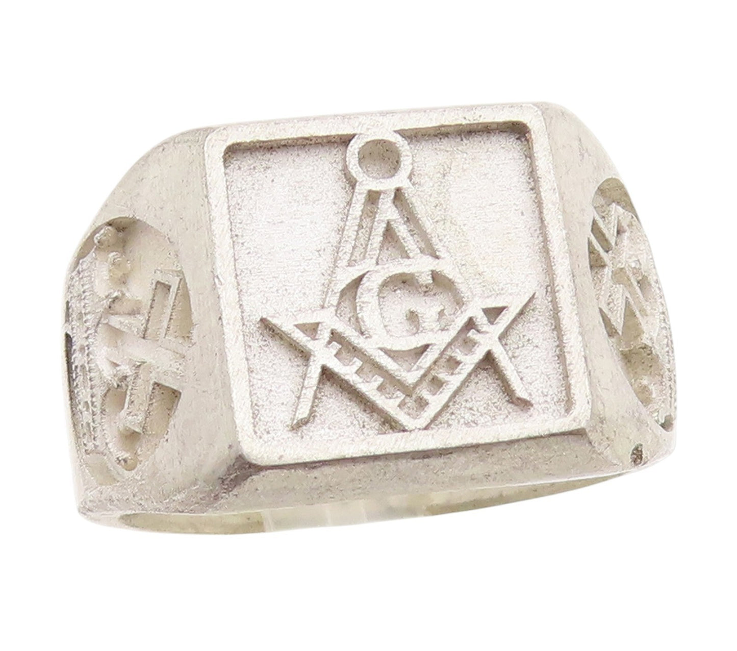 925 Sterling Silver Vintage Ring FREEMASON Square & Compasses  Sz 10.5  RG34212