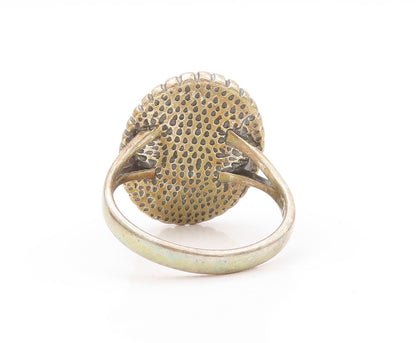 925 Sterling Silver Vintage Ring Gold Plated Cabochon Gemstone  SZ 10.5  RG32130