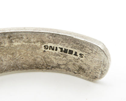 925 Sterling Silver  Vintage Oxidized Pattern Smooth Cuff Bracelet  BT5599