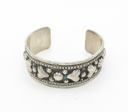 EGYPT 925 Sterling Silver  Vintage Raised Love Hearts Cuff Bracelet  BT6290