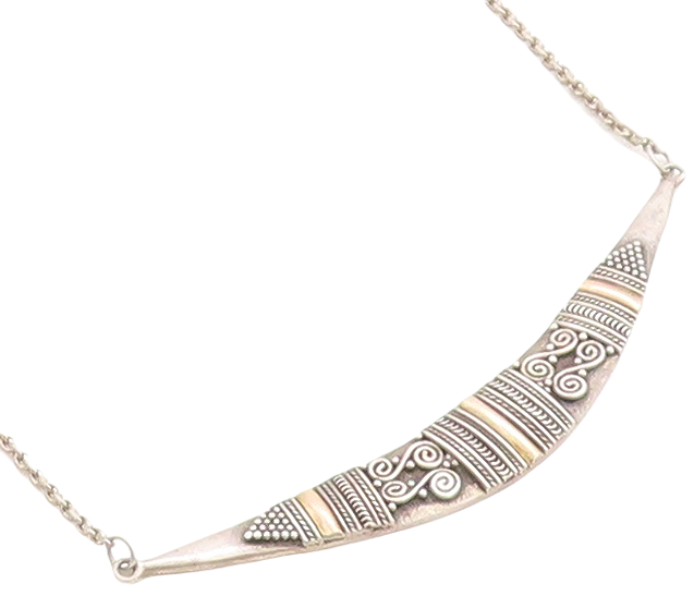 925 Sterling Silver & 18K GOLD  Vintage 2 Tone Pattern Chain Necklace  NE1332