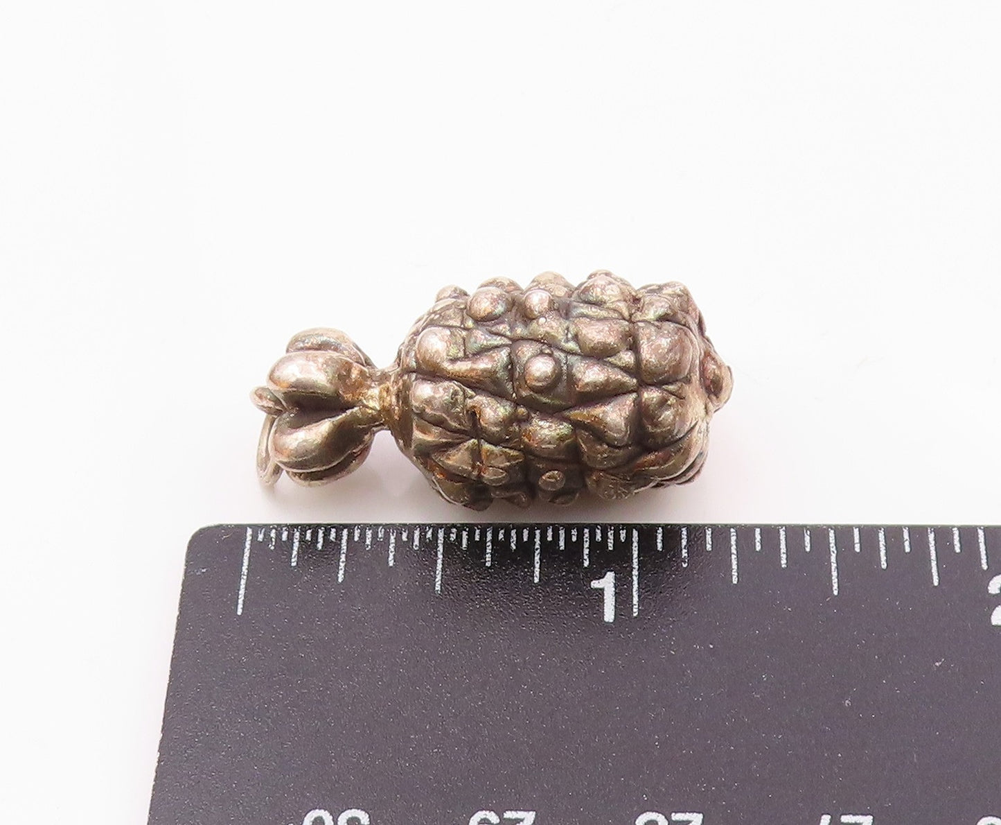 925 Sterling Silver  Vintage Hollow Pineapple Fruit Motif Pendant  PT19646