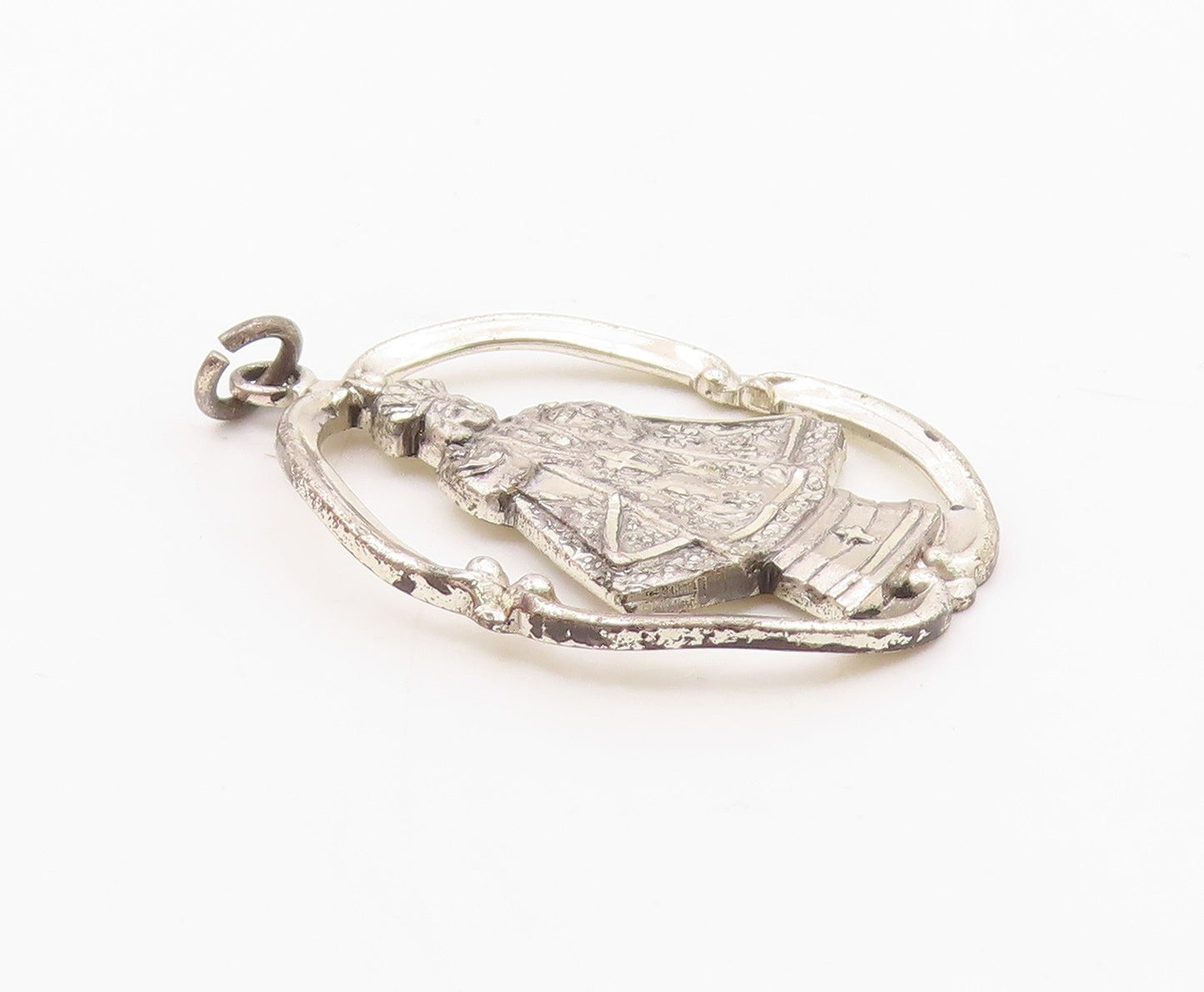 925 Sterling Silver  Vintage Shiny Religious Cross Figure Pendant  PT19600