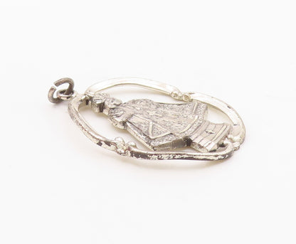 925 Sterling Silver  Vintage Shiny Religious Cross Figure Pendant  PT19600