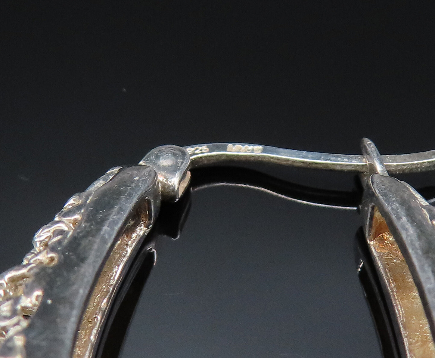 925 Sterling Silver  Vintage Open Rope Swirl Oval Hoop Earrings  EG11848