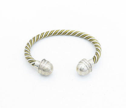 MEXICO 925 Sterling Silver  Vintage Two Tone Twist Dome Cuff Bracelet  BT1603