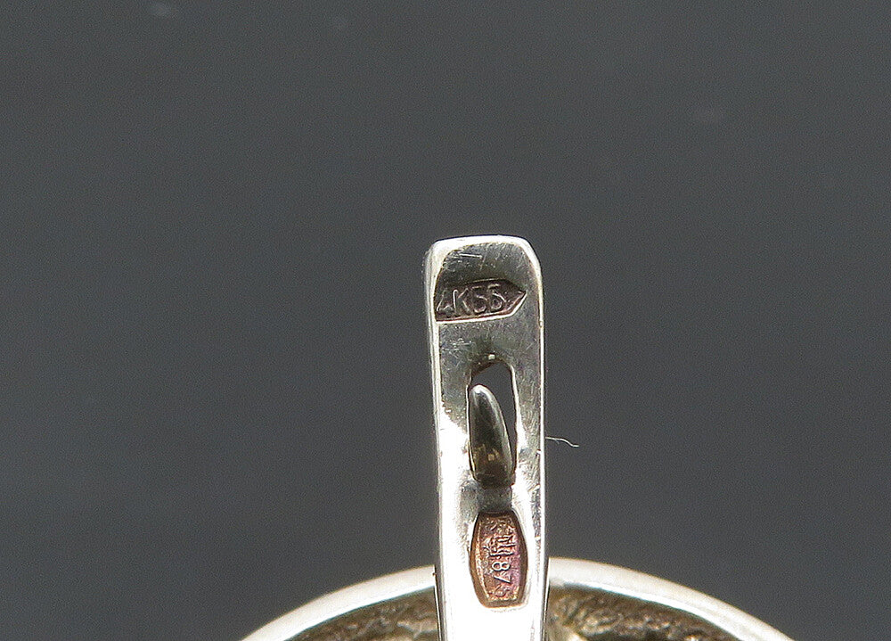 EUROPEAN 925 Silver  Vintage Cubic Zirconia Greek Key Drop Earrings  EG9938