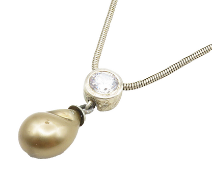 CAROLEE 925 Silver Vintage Round Cubic Zirconia Snake Chain Necklace  NE1905