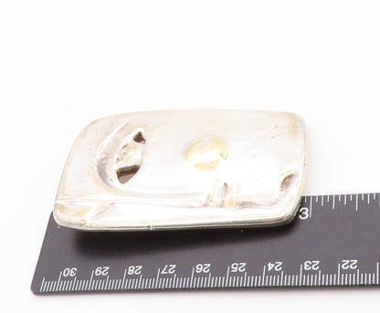 925 Sterling Silver Vintage Brooch Gold Plated Modern Face Side Profile  BP11791