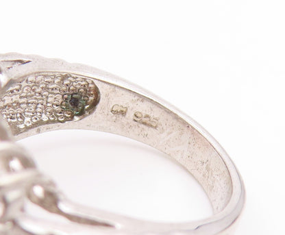 925 Sterling Silver Vintage Ring Sparking CZ Elegant Cluster Band  Sz 6  RG35177