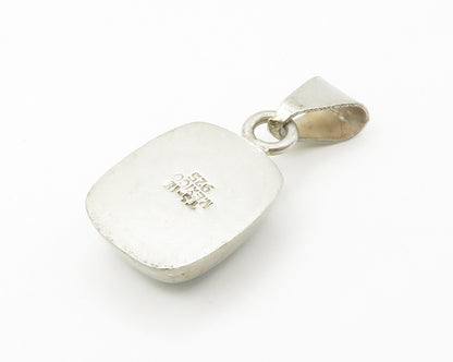 MEXICO 925 Sterling Silver Vintage White Stone Smooth Drop Pendant PT11259